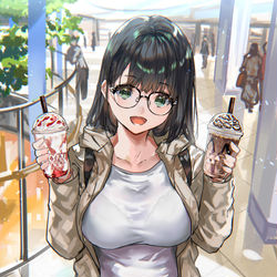 This is a pixiv picture whose title is 先輩、どっちにします？.