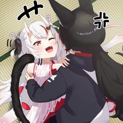 This is a pixiv picture whose title is くすぐり合うホロライブ あやみお編.