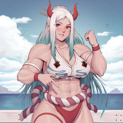 This is a pixiv picture whose title is Buff Yamato- One Piece.