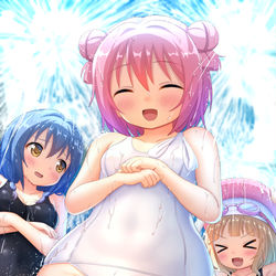 This is a pixiv picture whose title is すけすけスク水あっかりん.