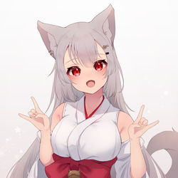 This is a pixiv picture whose title is 巫女きつねちゃん.