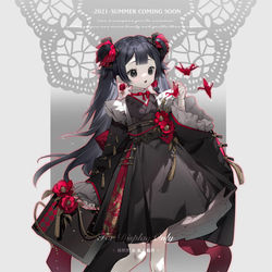 This is a pixiv picture whose title is 黑色和风.