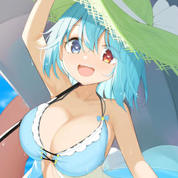 This is a pixiv picture whose title is あついから水着小傘ちゃん.