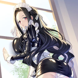 This is a pixiv picture whose title is 【skeb】ラバーメイド服の七草真由美ちゃん.