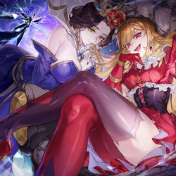 This is a pixiv picture whose title is 赤の女王♚&♔鏡の女王.