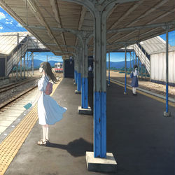 This is a pixiv picture whose title is ナミダ列車 1時間5分、君とたどる奇跡.