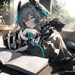 This is a pixiv picture whose title is 休憩的阅读.