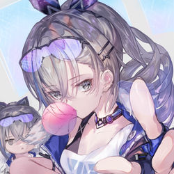 This is a pixiv picture whose title is ( ᗜ ‸ ᗜ ) 銀狼 (-、- D).