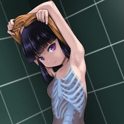 This is a pixiv picture whose title is スケスケスク水.