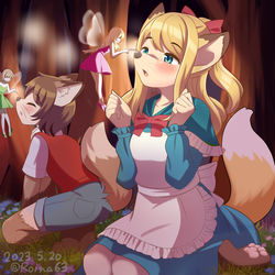 This is a pixiv picture whose title is 狐と妖精.