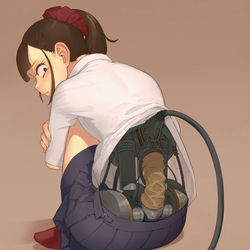 This is a pixiv picture whose title is 充電してるメカJK.