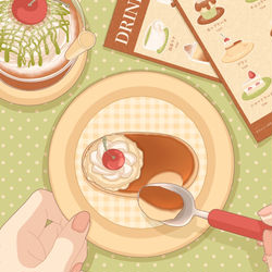 This is a pixiv picture whose title is 🍮❤️.