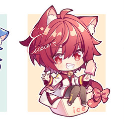 This is a pixiv picture whose title is 💙❤💜.