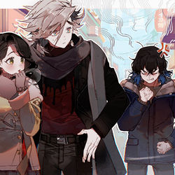 This is a pixiv picture whose title is 咬み殺してやる塵が.