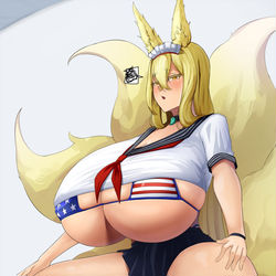 This is a pixiv picture whose title is セーラー服の下に星条旗ビキニ着させろオラ！ヒルメに！.