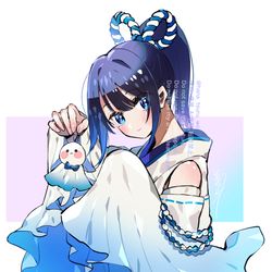 This is a pixiv picture whose title is 【skeb】てるてる坊主と和風少女.