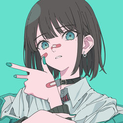 This is a pixiv picture whose title is 絆創膏.
