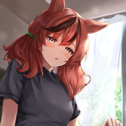 This is a pixiv picture whose title is 朝起きたらネイチャが見つめていた（妄想）.