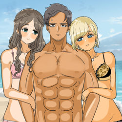 This is a pixiv picture whose title is オレのせいで親友2人がニューハーフになってしまいました(仮題).