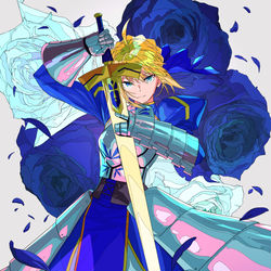 This is a pixiv picture whose title is 薔薇とセイバーさん。.