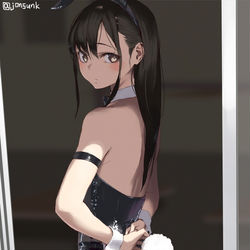 This is a pixiv picture whose title is 窓際バニー.