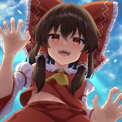 This is a pixiv picture whose title is めっちゃ大きい霊夢さん(Skeb依頼絵).