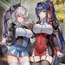 This is a pixiv picture whose title is 『エバーテイル』赤竜学園シスターズ 「リュドミラ＆クラリス」.