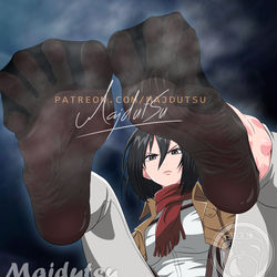 This is a pixiv picture whose title is Mikasa smelly Feet.