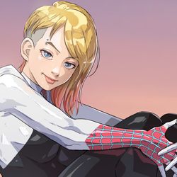 This is a pixiv picture whose title is spider gwen.