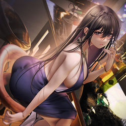 This is a pixiv picture whose title is BARで狙いをつける肉食系お姉さん.