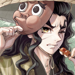 This is a pixiv picture whose title is 刀鍛冶、鋼鐵塚蛍.
