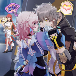 This is a pixiv picture whose title is 「誰もいないよ，いいよね？」「よくないよ！」.