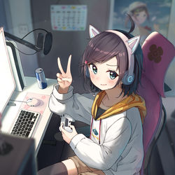 This is a pixiv picture whose title is 冴えないクラスメイトがゲーム実況者だった.