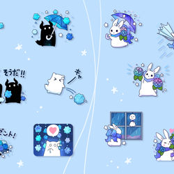 This is a pixiv picture whose title is 「ホシクイと星空の金平糖」&「紫陽花のハナウサギのエト」.