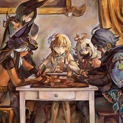 This is a pixiv picture whose title is 《玩牌者》.