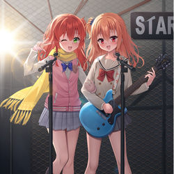 This is a pixiv picture whose title is 喜多郁代x因幡巡.