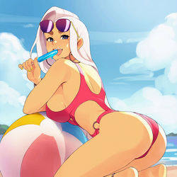 This is a pixiv picture whose title is Beach Bum.