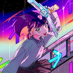 This is a pixiv picture whose title is 🌕🔫.