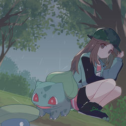 This is a pixiv picture whose title is 雨宿り.