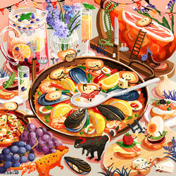 This is a pixiv picture whose title is パエリアダンシング酒場.