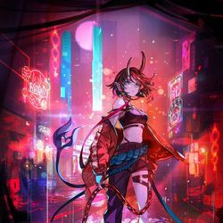 This is a pixiv picture whose title is 龍ヶ崎リン「Garnet Moon」キービジュアル.