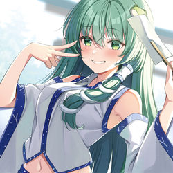 This is a pixiv picture whose title is 名前呼んだらポーズとってくれる早苗さん.