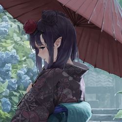 This is a pixiv picture whose title is Ina in the rain.