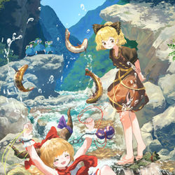 This is a pixiv picture whose title is あいつらいつも河を.
