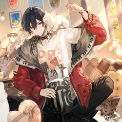 This is a pixiv picture whose title is 猫猫.