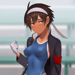 This is a pixiv picture whose title is 「団長‥何故自分だけこの格好なんでしょうか‥？」.