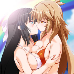 This is a pixiv picture whose title is 浜辺でキス.