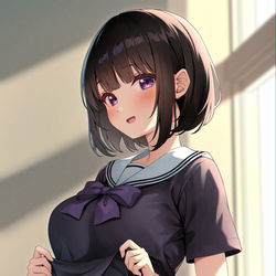This is a pixiv picture whose title is 井上さん「おなか？はいどうぞ」.