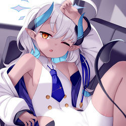 This is a pixiv picture whose title is キヴォトスに舞い降りた褐色ロリ.