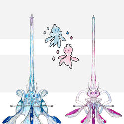 This is a pixiv picture whose title is プルリルモチーフの武器（ポケモン）.